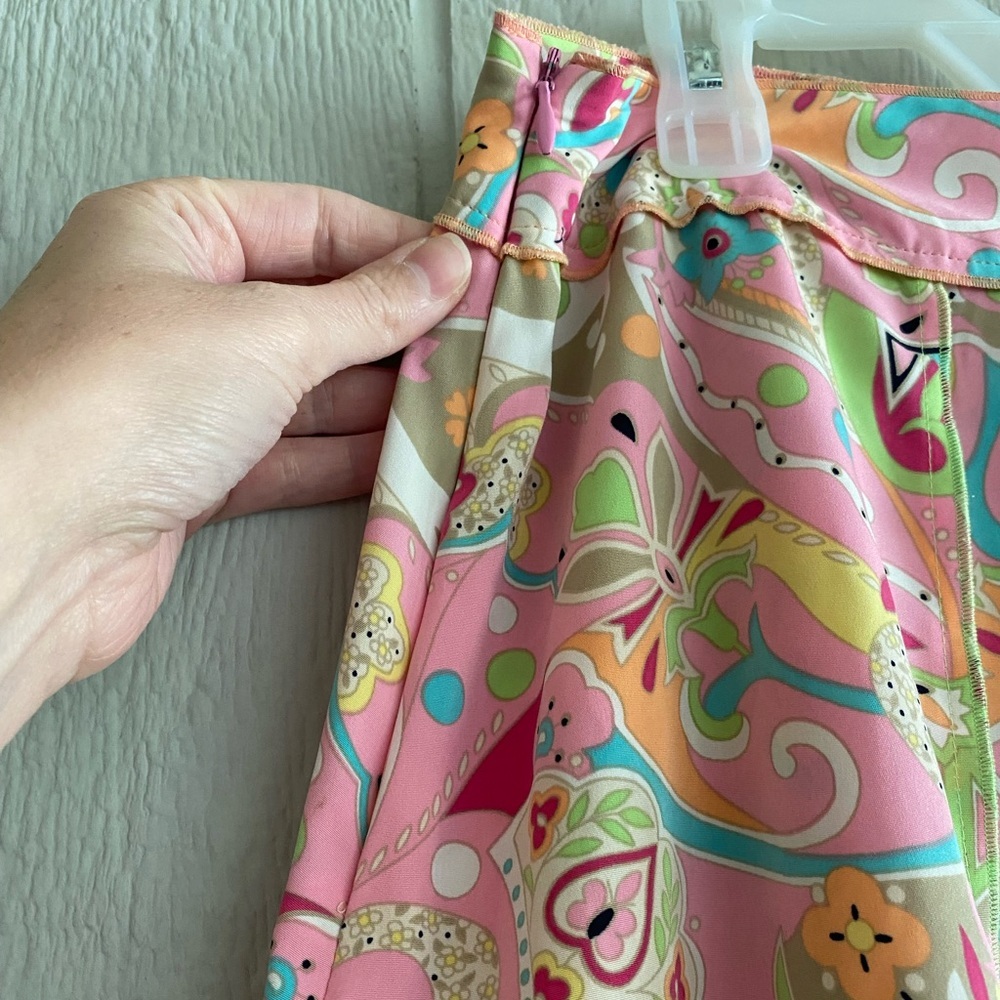 Y2K Sag Harbor Women Pink Multicolor Paisley Floral Knee Length Summer Skirt 12 - Picture 8 of 12